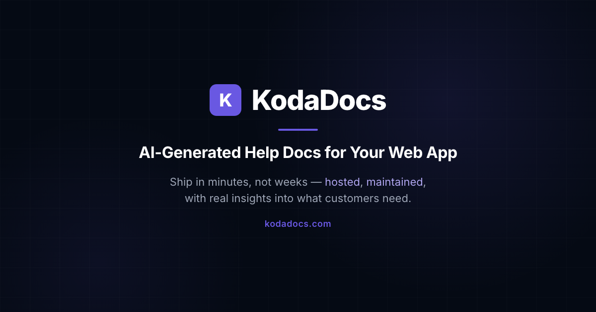 KodaDocs — Generate Help Docs with Claude Code | AI Documentation for Web Apps